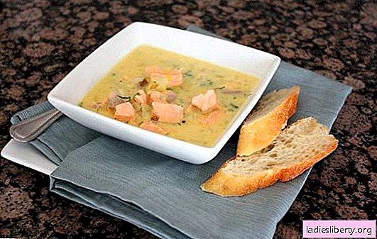 Pink salmon soup - royal first course: with smoke or vodka? Recipes of humpback salmon soup with vegetables, cereals, mushrooms, eggs