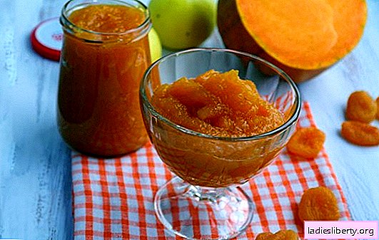 Geleia de abóbora com damascos secos - um conto de fadas laranja! Receitas de abóbora diferente jam com damascos secos e limões, laranjas, nozes