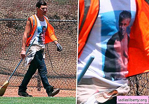 Vitaly Serdyuk on public works put on a T-shirt with an image of Brad Pitt