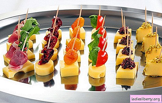 Delicious and elegant decorations - simple canapes on skewers. On the festive table: simple canapes on skewers: ways of serving