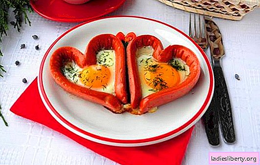 Scrambled eggs with sausages - delicious, satisfying, romantic! Recipes of different scrambled eggs with sausages: hearts, mixed, fried eggs