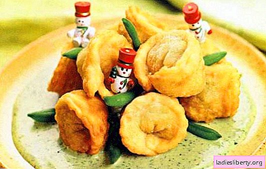 Fried dumplings with cheese, mushrooms, tomatoes, in Chinese. Different recipes of fried dumplings: in a pan, oven, on the grill